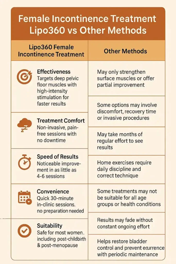 Comprehensive Guide To Female Incontinence Treatment Options 1 Table showing benefits of incontinence treatment Melton Mowbray