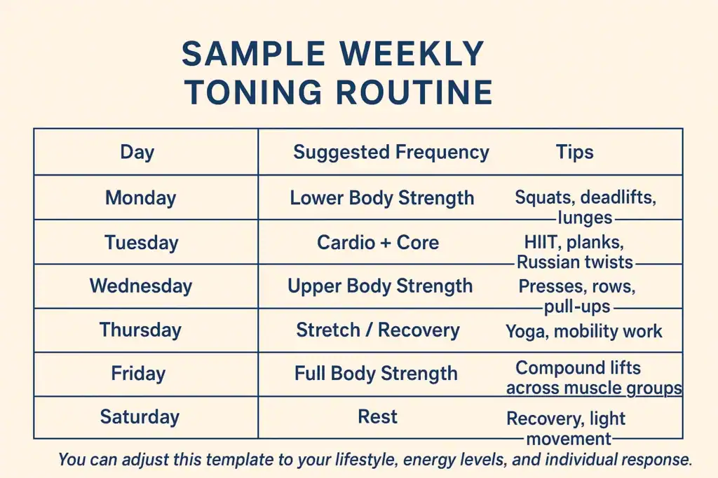 Achieving the Perfect Tone: How Often Should You Exercise for Results? 4 Weekly exercise Melton Mowbray plan graphic