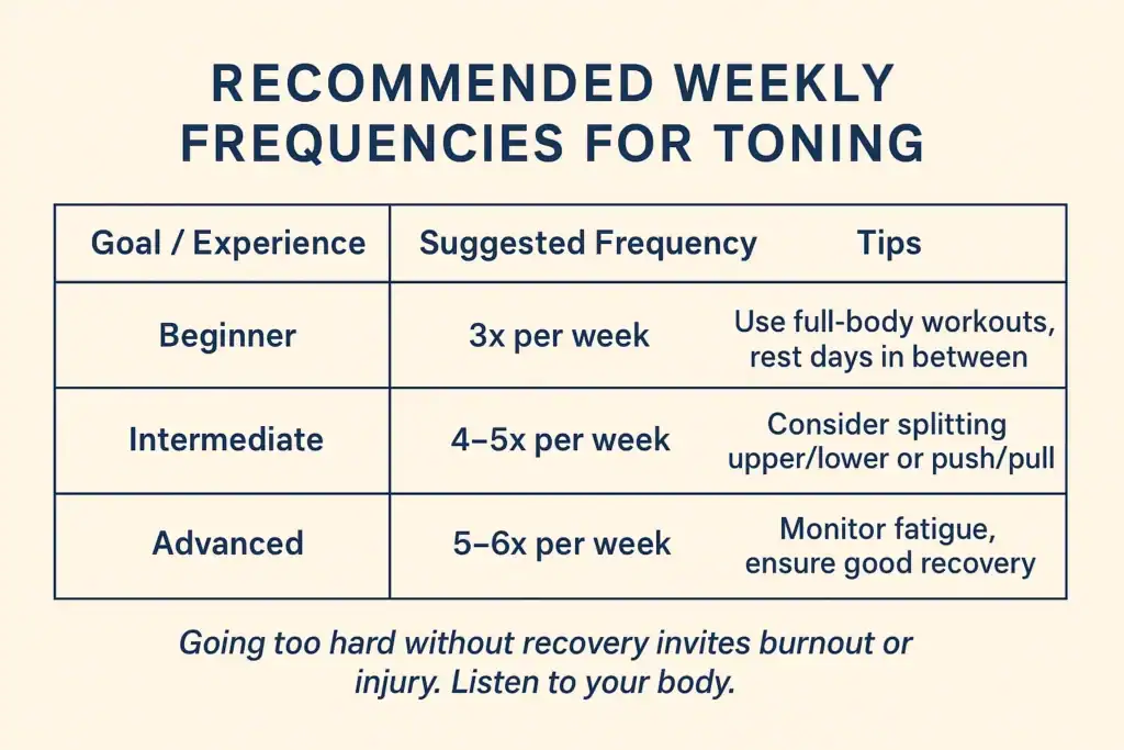 Achieving the Perfect Tone: How Often Should You Exercise for Results? 2 Graphic to show how often you should do exercise to help with toning Melton Mowbray